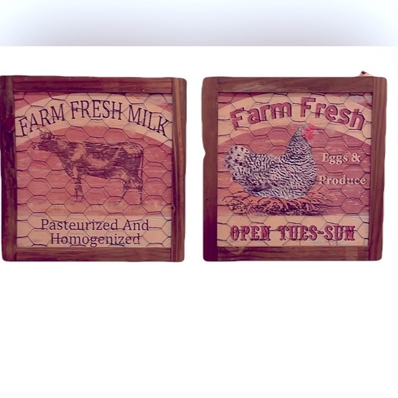 Farmhouse Kitchen Rooster and Cow Chicken Wire Pictures Country Farmhouse Decor - Picture 1 of 13